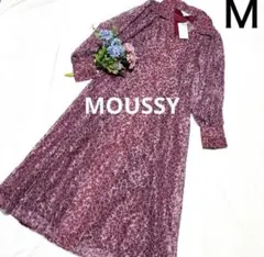 美品【MOUSSY】ワンピース　総レース　長袖　花柄　ピンク　レディース　Ｍ相当