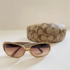 美品COACH コーチサングラスARIEL レディースブラウンシグネチャー