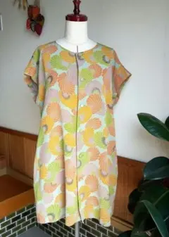 着物リメイク514 フレンチスリーブチュニック ジレ万寿菊 羽織物