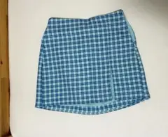 青系チェック柄 タイトスカート ミニスカート