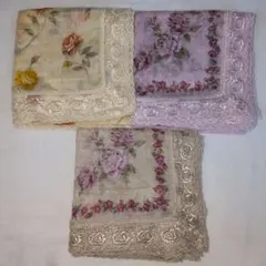 【中古品】PIERRE BALMAIN 花柄ハンカチ 3枚セット