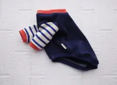 犬服ハンドメイド　長袖トレーナー　ネイビー　Ｍ