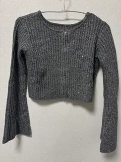 スパンコールラメ入りクロップドニット ジッパー付き