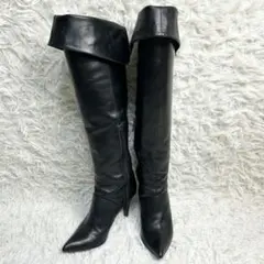 【美品】ダイアナ ロングブーツ ブラック レザー 22.5cm ピンヒール