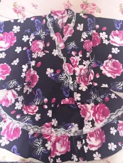 ❤︎ 浴衣ドレス 大人用 黒 姫ギャル 薔薇 蝶 ブラック レース 160cm ❤︎