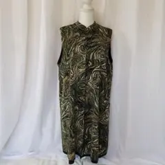 詩仙堂 ちりめんのノースリーブ渦巻き模様ワンピース