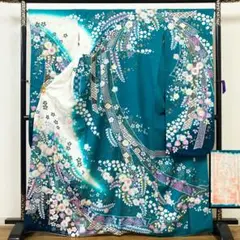 振袖フルセット 銀通し 辻ヶ花 作家物 花絞り 金彩 成人式振袖 振袖 裄