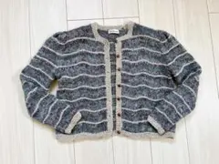 レトロ モヘア調 ニットカーディガン マルチカラー ボタンデザイン 古着風