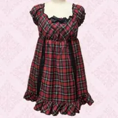 Tralala トゥララ 赤チェックワンピース　姫ギャル　ロリータ　リボン　平成のサムネイル