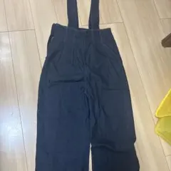 ダークブルー デニム サロペット ワイドレッグ