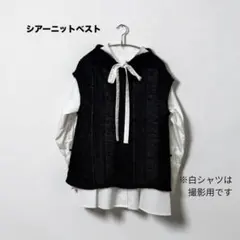モヘヤ混 シアーニット ノースリーブ ベスト 透かし編み y2k グランジ