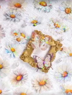 【E】コラージュ素材　PET ステッカー　ホワイト　花　蝶　おすそ分け　30枚