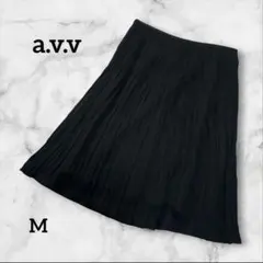 a.v.v アーヴェヴェ黒 プリーツスカート ひざ丈 Mサイズ