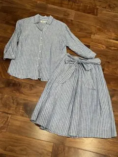 アプワイザーリッシェ ストライプ柄×七分丈シャツ＋スカート セットアップ