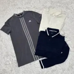 美品★adidas ゴルフウェア　3点セット　半袖　長袖　ネイビー　ホワイト
