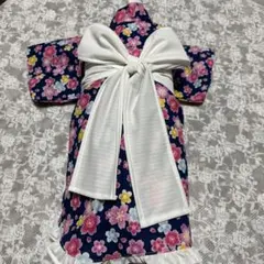 花柄和装スタイル　犬用着物　浴衣　着丈42㎝　　NO-66