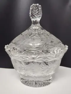 カットクリスタル 蓋付きボウルアンティーク ガラス 食器 小物入れ