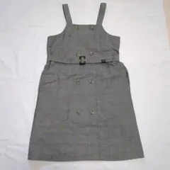 JENNI　ジャンパースカート　ワンピース　チェック　160 グレー