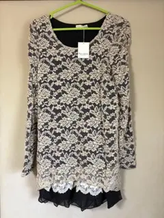 新品タグ付 花柄総レースワンピ M