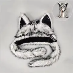 kell様専用出品　猫耳 オオカミ 耳付きファー帽子