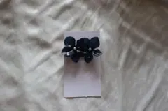 ネイビー 花モチーフ ピアス No.006