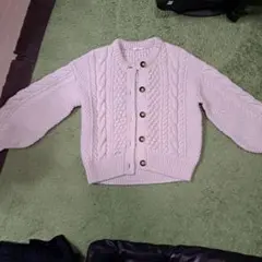 GUクリーム色 ケーブル編みカーディガン Mサイズ