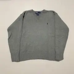 【冬物】Polo rallph lauren セーター　長袖　グレー　Vネック