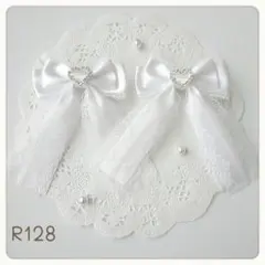 リボン ヘアクリップ ハート ホワイト 白 量産型 地雷 ロリータ ゴスロリ