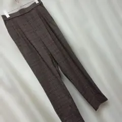 ブラウン チェック柄 カジュアルパンツ