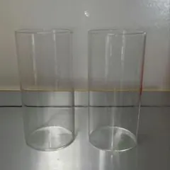 透明なガラス製の円筒形フラワースタンド　花瓶 2個セット