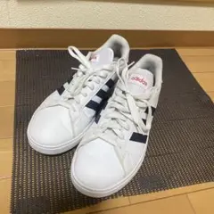 adidas ホワイト ネイビー スニーカー27.5cm