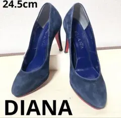 【状態良好】DIANA ダイアナ　ネイビースエードレッドソール　24.5㎝