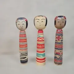 伝統的な手描きこけし3点セット - メルカリ
