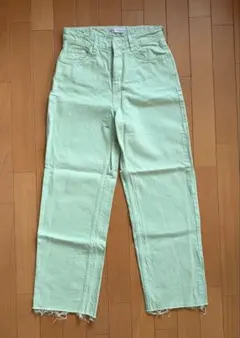 【未使用】ZARA ミントグリーン ハイウエストデニム