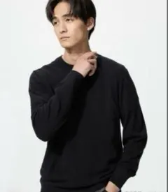 カシミヤクルーネックセーター BLACK