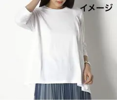 【美品】COMME ÇA（コムサ）　七分袖カットソー　白のサムネイル