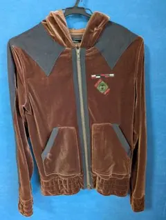1295 Homme ベロア ジップアップ パーカー ブラウンのサムネイル