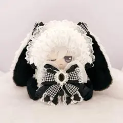 おすわり ぬい服 着ぐるみ たれみみうさぎ　黒　12cm ①
