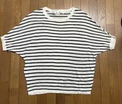 Natural Beauty Basic ストライプ 半袖ニットM 白/黒