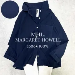 人気✨MHL. マーガレットハウエル 丸襟 長袖シャツ コットン ネイビー