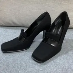 【Pinky&dianne】ピンキーアンドダイアン レザー×布張り 黒 ヒールのサムネイル