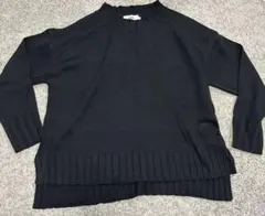 AZUL ブラック リブ編み 長袖セーター