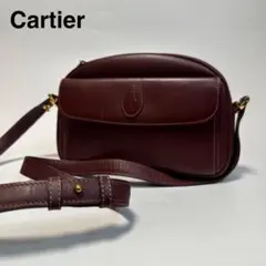 k40【美品】カルティエ　マストライン　C金具　レザー　ショルダーバッグ