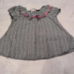 メゾピアノ ギンガムチェック 半袖ブラウス 140