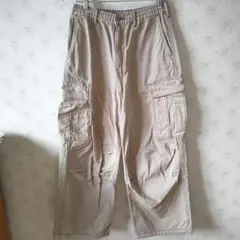 ☆GU ジーユー デニムスーパー ワイド カーゴ パンツ ベージュ系 S☆