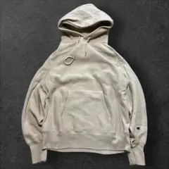 単色タグ Champion ベージュ フーディー リバース ウェーブ