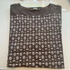 AVIREX スカルプリント ダークブラウン TシャツL