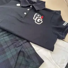 PG ネイビー ポロシャツ & チェックショートパンツ２枚セット
