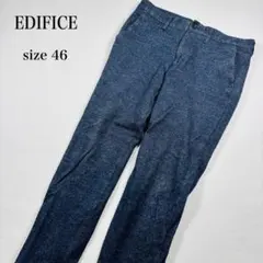 EDIFICE エディフィス ウール混スラックス 46 ネイビー テーパードのサムネイル