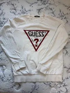 GUESS ホワイト クルーネック トレーナー